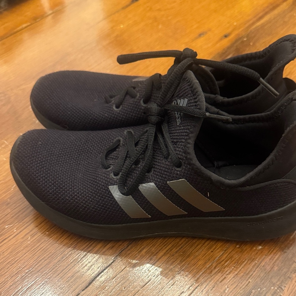Women’s Adidas Black Shoes with Metallic Stripes